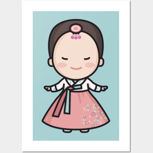 Cute Traditional Korean Bride Cartoon Posters and Art